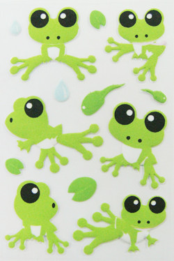 Quality Small Frog Shape Animal Scrapbook Stickers , Childrens Sticker Sheets 80 X 120mm for sale