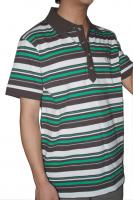 China Tranfering Strip Pattern Striped T Shirt Mens , White Green Mens T Shirt With Collar factory