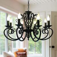 China Vintage Wrought Iron Chandelier Candle Light Black Metal country chandelier(WH-CI-137) factory
