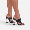 China EUR 35-40 8cm Black High Heels With Ankle Strap Comfortable Square Toe factory