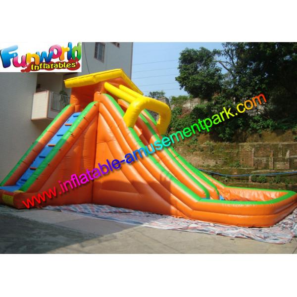 Quality Large Outdoor Inflatable Water Slides Pool With PLATO 0.55mm PVC Tarpaulin for sale