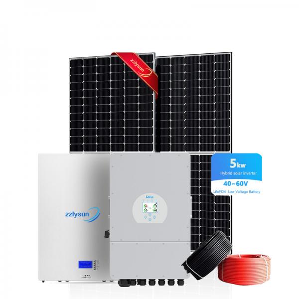 Quality Hot sale photovoltaic pv complete inverter hybrid set 5kw power energy storage solar system for home for sale