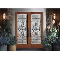 China Wood Frame Dedorative Glass Sliding Door , Black Patina Internal Glass Sliding Doors for sale