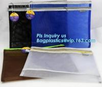 China PVC interlayer zipper document mesh bag, Mesh Zipper Bag For Office &amp; School File Document A4, Zipper mesh document bag factory