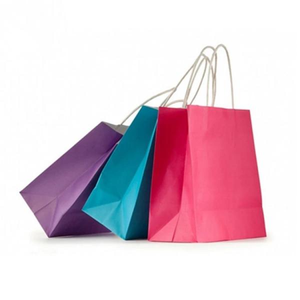 Quality Biodegradable Printed Kraft Paper Bags Plastic / Water Resistant Coatings Available for sale