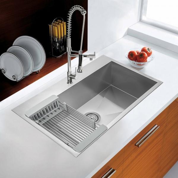 Quality R10 Single Bowl SS Handmade Kitchen Sinks 33''*22'' With Adjustable Tray for sale