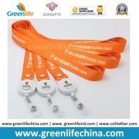 China Polyester Custom Orange Personalized Badge Reel Lanyards for Name Card Fastenering factory