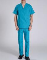 China Short Sleeve Cotton Split Type Scrub Suit for Surgery in Lignt Green factory