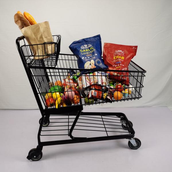 Quality Customized 100L Large Basket Supermarket Shopping Trolley With Handle Small for sale