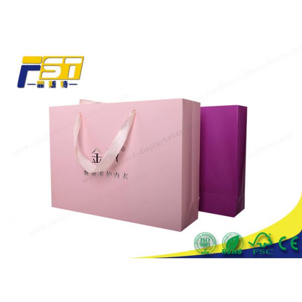 Quality SGS Customized Logo Recycled Paper Bag UV Coating Surface For Clothing Packaging for sale