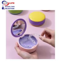 China Cute Daily Pill Dispenser Box For Elderly Plastic Dental Box False Teeth Box Mirror Silicone 9CM factory