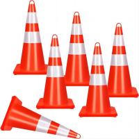 China Premium PVC Parking Reflective Traffic Safety Cones With Orange Stripe factory