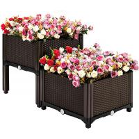 Quality Mobile Plastic Raised Planters On Legs 50*50*27CM For Vegetable Planting for sale