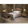 China Italian Luxury Antique Carved Wood Fabric Bed Bedroom Furniture factory
