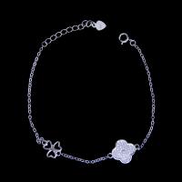 China 925 Silver Lucky Charm Bracelet Cubic With Three Leaf And Four Leaf Clover factory