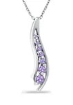 Quality 1/3 ct. t.w. Amethyst 7-Stone Journey Pendant Necklace in Sterling Silver for sale