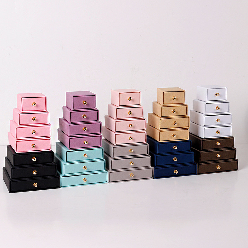 China Drawer Jewelry Packaging Box With Velvet Foam For Earrings Ring Necklace Bracelet Pendant factory