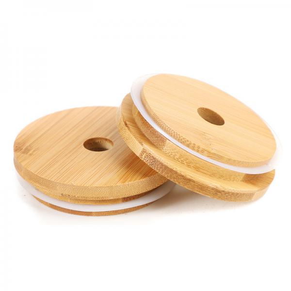 Quality Food Kitchen Glass Storage Jar Lids Wooden Lids with Silicon Circle Well Sealed for sale