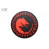 China Size Customized PVC Rubber Patch Black Background Red Sign Round Shape factory