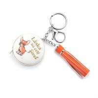 China Leather Covered Elegant Personalised Sewing Tape Measure With Tassel Keychain factory