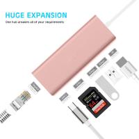 China 6 in 1 Type C to RJ45 Gigabit Ethernet LAN Network Hub with 2 USB3.0 Ports 1000M Ethernet USB C Adapter for MacBook 2017 factory