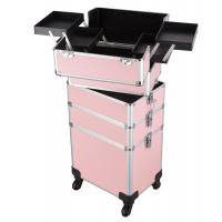 China Aluminum trolley case Hot selling professional and graceful pink makeup trolley case factory