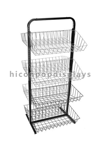 China Free Standing Metal Earring Display Stands With Wire Basket Holder factory