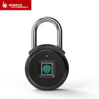 Quality Black Keyless USB Rechargeable Door Lock Fingerprint Smart Padlock Quick Unlock for sale