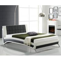 China Faux PU Leather Upholstered Bed Frame Black And White Super King Size factory