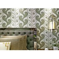 China 0.53*10m Velvet Textured Wallpaper , White And Green Velvet Wallpaper For Home Decoration factory