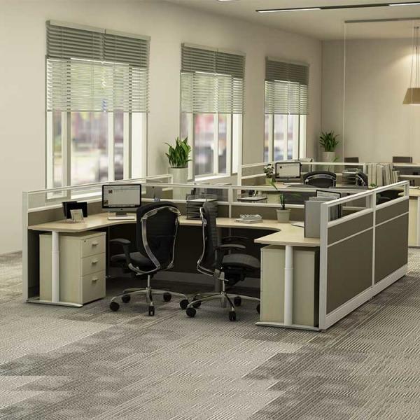 Quality 30mm Office Workstation Desks Grey Color 4 Cubicle Workstation for sale