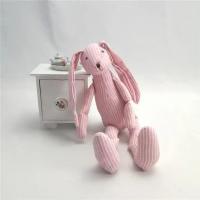 China Custom Lovely Stuffed Animal Toys Long Ears Striped Cotton Soft Bunny Rabbit Plush Toys factory