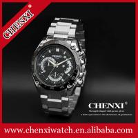 China C029A5H Black Mens Military Watch Stainless Steel Band Day Date Business Man Quartz Watch factory