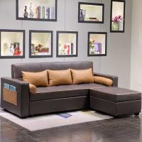 China Cappellini Sectional Wood PU Solid Wood Sofa Bed With Chaise 2.2m factory