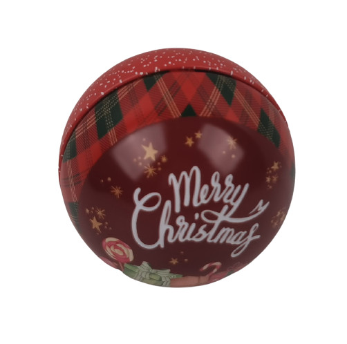 Quality Christmas Themed Ball Shaped Bulk Christmas Tins 70mm Dia For Holiday Gift Promotion for sale