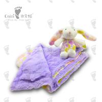China ODM OEM Long Plush Fleece Striped  Swaddle Blanket Warm Coral Bunny Rabbit Blanket Soft Stuffed Animal Blanket for sale