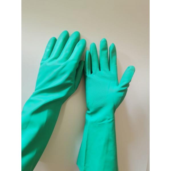 Quality Oil Resistance Nitrile Gloves Pesticides Chemical Flocked Lining Rubber Gloves For Acid for sale
