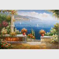 China Mediterranean Garden Wall Art Sea Landscape Oil Painting Vacation Harbor factory