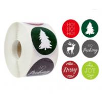 China Christmas 2 Inch Round Sticky Labels On A Roll 1000pcs CMYK Color factory