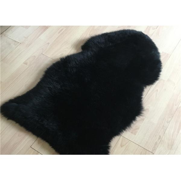 Quality Real Sheepskin Rug Australia Single Pelt Long Wool Black Sheepskin for sale