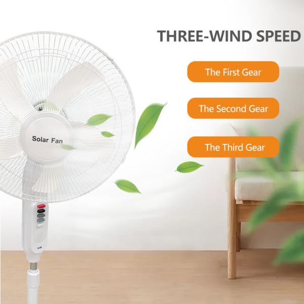 Quality White 16 Inch Solar Rechargeable Stand Fan Height Adjustable 25W for sale