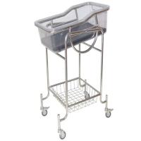 Quality ABS Plastic Basin Stainless Steel Silent Wheels Hospital Baby Cart for sale