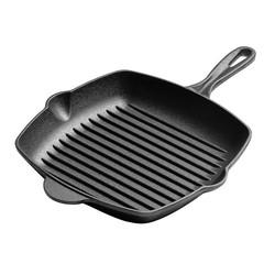 Quality Kitchen Cooking Grill Steak Non Stick Cast Iron With Wooden Handle for sale