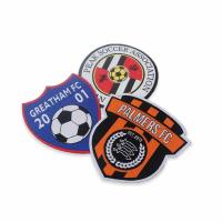 China Iron On Velcro Clothing Patches Woven For Football Team Applique factory