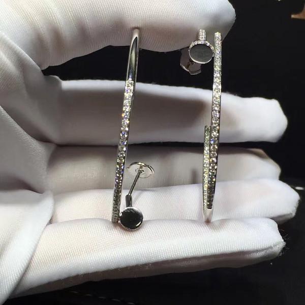 Quality No Gemstone Juste Un Clou Earrings Nail Shape 18K White Gold With Diamonds for sale