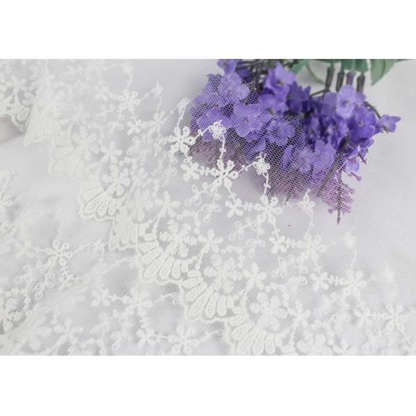 Quality Wide Handmade Flower Embroidered Tulle Lace Trim For Winter Wedding Dressmaking for sale