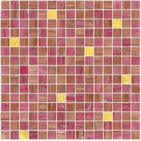 China Pink color with real gold waving tile 20mm glass mosaic mix patter decoration for sale
