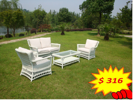 China All Weather Wicker Furniture 4pcs Outdoor Rattan Sofa , Outdoor Wicker Patio Furniture factory
