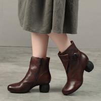 China S197 Factory retro leather handmade original autumn and winter new women's boots special-shaped stable high-heeled ethni factory