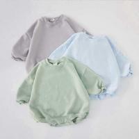 China Oversized Long Sleeve Newborn Sweater Romper French Terry Cotton Bubble Romper factory